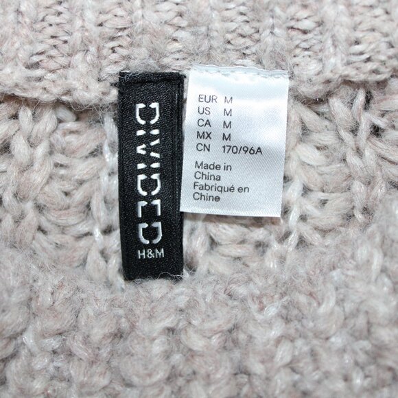 Divided H&M Women's Beige Oversized Crew Neck Pullover Knit Sweater Size Medium - Picture 5 of 8